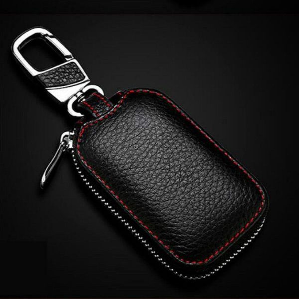Multifunctional Hook Up Leather Car Key Bag (Black) - Image 3