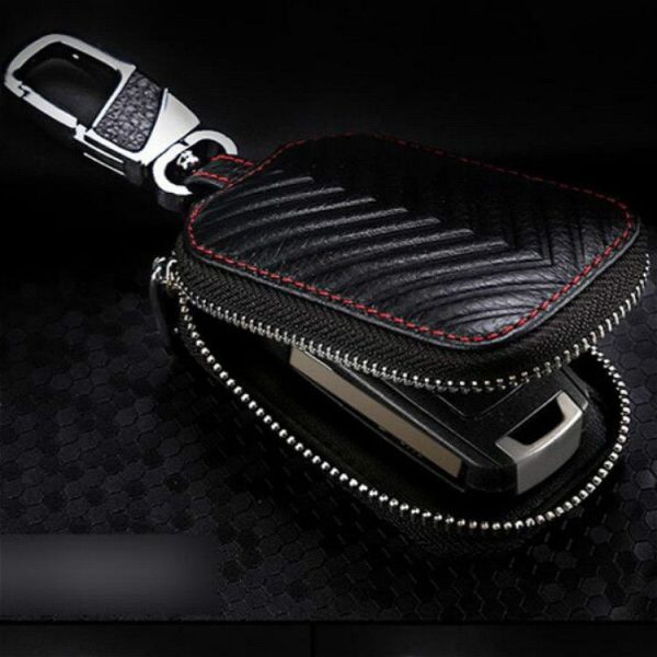 Multifunctional Hook Up Leather Car Key Bag (Black) - Image 4