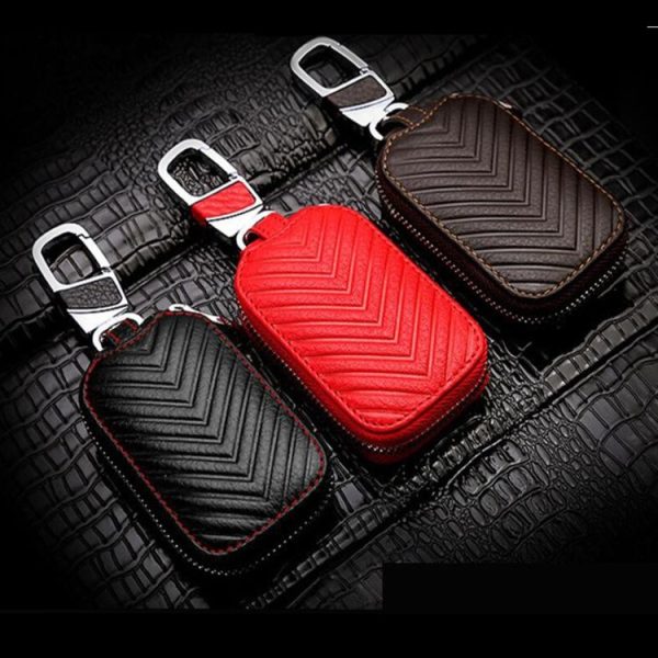 Multifunctional Hook Up Leather Car Key Bag (Black) - Image 5