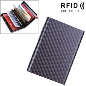 Aluminum Alloy Credit Card Bank Card Security Anti Magnetic Large Capacity Card Holder (Carbon Black)