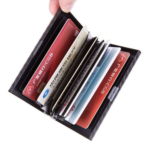 Aluminum Alloy Credit Card Bank Card Security Anti Magnetic Large Capacity Card Holder (Carbon Black) - Image 4