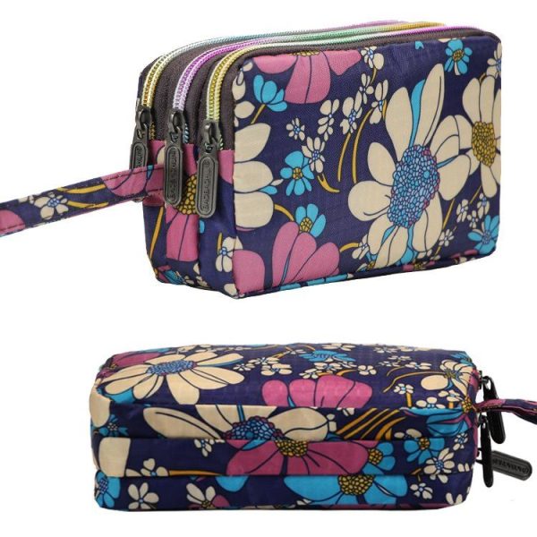 Women Wallet Three Layers Bag with Wrist Belt Zipper Clutches Cute Cartoon Cat Floral Mermaid Female Wallet Lady (U48) - Image 3