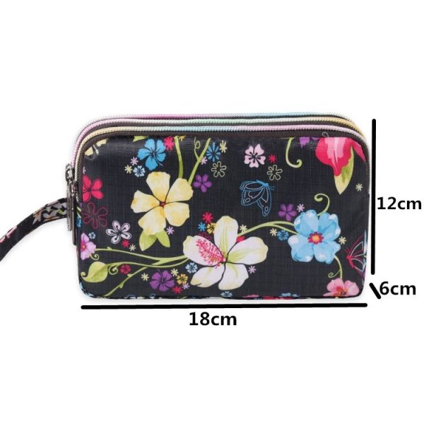 Women Wallet Three Layers Bag with Wrist Belt Zipper Clutches Cute Cartoon Cat Floral Mermaid Female Wallet Lady (U48) - Image 5