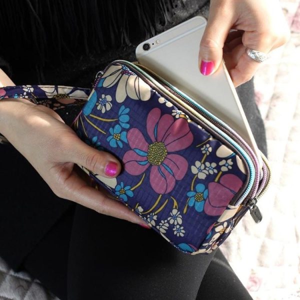Women Wallet Three Layers Bag with Wrist Belt Zipper Clutches Cute Cartoon Cat Floral Mermaid Female Wallet Lady (U48) - Image 8