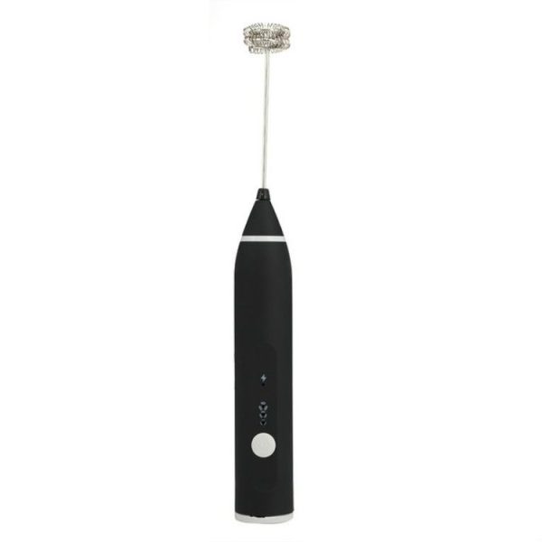Kitchen Electric Hand-held Egg Beater Milk Coffee Mixer Stainless Steel Mini Handle Mixer (Black) - Image 2