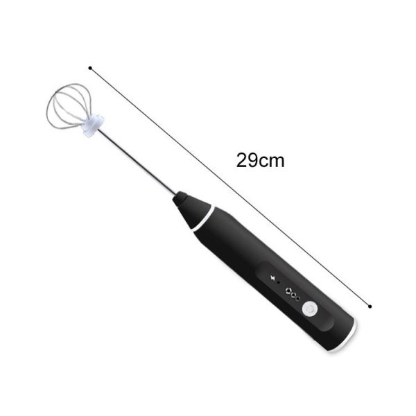 Kitchen Electric Hand-held Egg Beater Milk Coffee Mixer Stainless Steel Mini Handle Mixer (Black) - Image 3