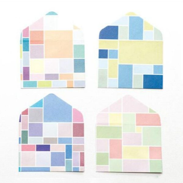12 PCS / Set Mini Candy Color Envelope Rainbow Stationery Gift Memo Paper (Color Block)