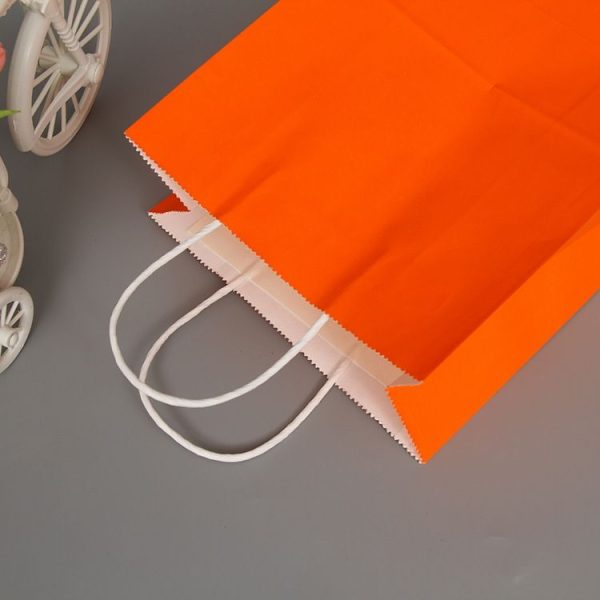 10 PCS Elegant Kraft Paper Bag With Handles for Wedding / Birthday Party / Jewelry / Clothes, Size: 16x22x8cm (Orange) - Image 4