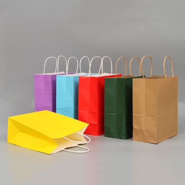 10 PCS Elegant Kraft Paper Bag With Handles for Wedding / Birthday Party / Jewelry / Clothes, Size: 16x22x8cm (Orange) - Image 6