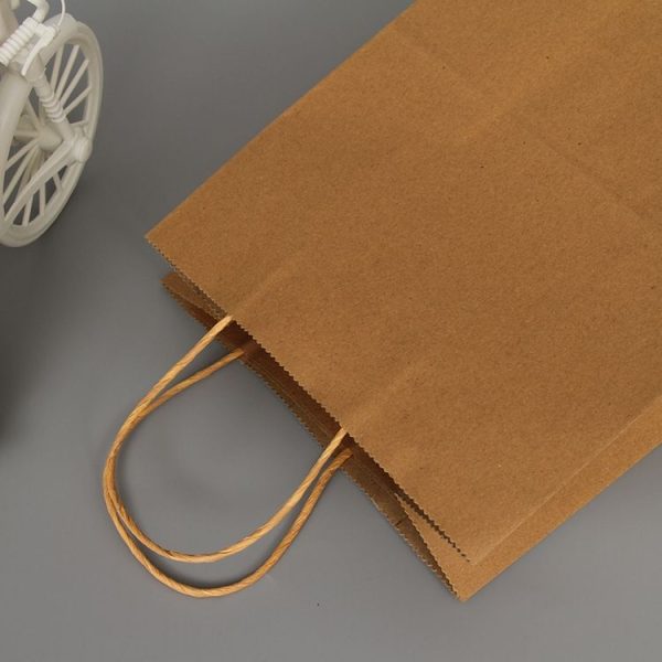 10 PCS Elegant Kraft Paper Bag With Handles for Wedding / Birthday Party / Jewelry / Clothes, Size: 22x27x11cm (Yellow Kraft) - Image 4