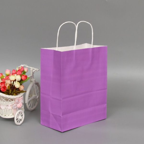 10 PCS Elegant Kraft Paper Bag With Handles for Wedding / Birthday Party / Jewelry / Clothes, Size: 12x15x6cm (Purple) - Image 2