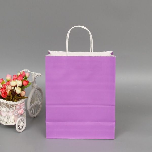 10 PCS Elegant Kraft Paper Bag With Handles for Wedding / Birthday Party / Jewelry / Clothes, Size: 12x15x6cm (Purple) - Image 3