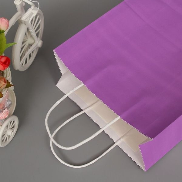 10 PCS Elegant Kraft Paper Bag With Handles for Wedding / Birthday Party / Jewelry / Clothes, Size: 12x15x6cm (Purple) - Image 4