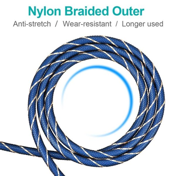 EMK 90 Degree Swivel Adjustable Right Angled 360 Degrees Rotatable Plug Nylon Woven Mesh Optical Audio Cable, Cable Length: 2m (Blue) - Image 4