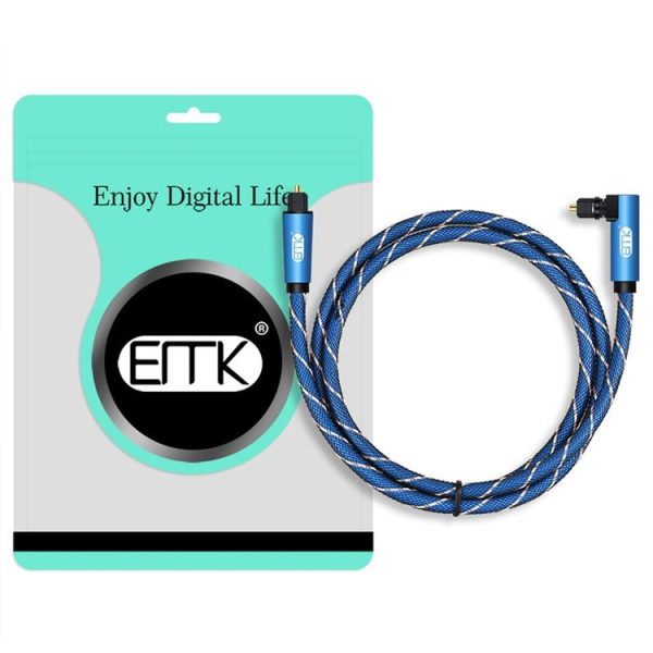 EMK 90 Degree Swivel Adjustable Right Angled 360 Degrees Rotatable Plug Nylon Woven Mesh Optical Audio Cable, Cable Length: 2m (Blue) - Image 6