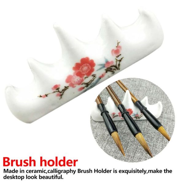 Ceramic Calligraphy Supplies Five Fngers Plum Pattern Brush Pen Holder, Size: 10x4.5x2cm - Image 2