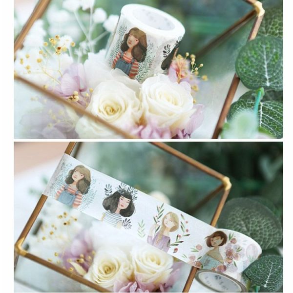 Girl Flower Watercolor Character Series Paper Tape Set Hand Account DIY Decorative Material (Dream) - Image 3