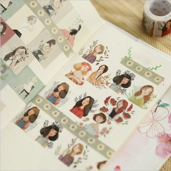 Girl Flower Watercolor Character Series Paper Tape Set Hand Account DIY Decorative Material (Dream) - Image 5