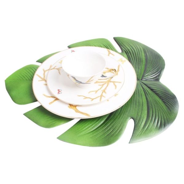 5 PCS EVA Turtle Back Leaf Hot Pressed Placemat Christmas Big Leaf Cup Placemat, Specification: Turtle Back Leaf - Image 2