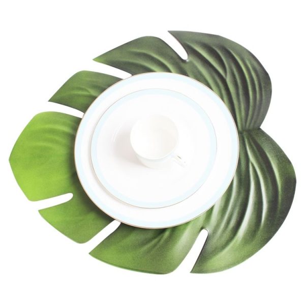 5 PCS EVA Turtle Back Leaf Hot Pressed Placemat Christmas Big Leaf Cup Placemat, Specification: Large Cracked Leaf - Image 2