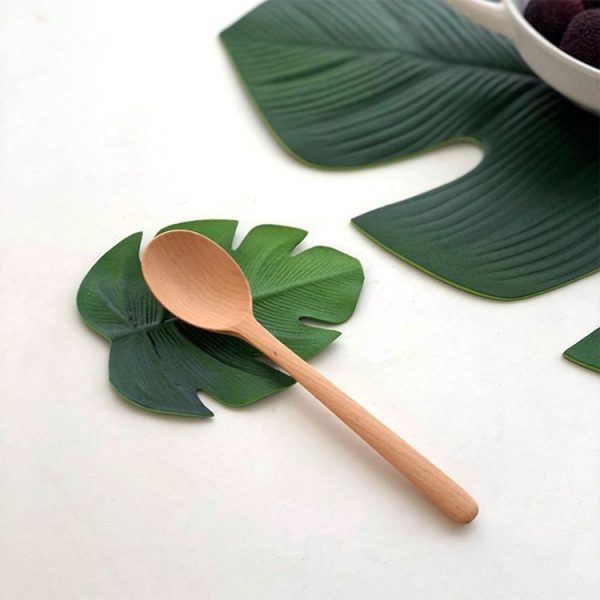 5 PCS EVA Turtle Back Leaf Hot Pressed Placemat Christmas Big Leaf Cup Placemat, Specification: Large Cracked Leaf - Image 5