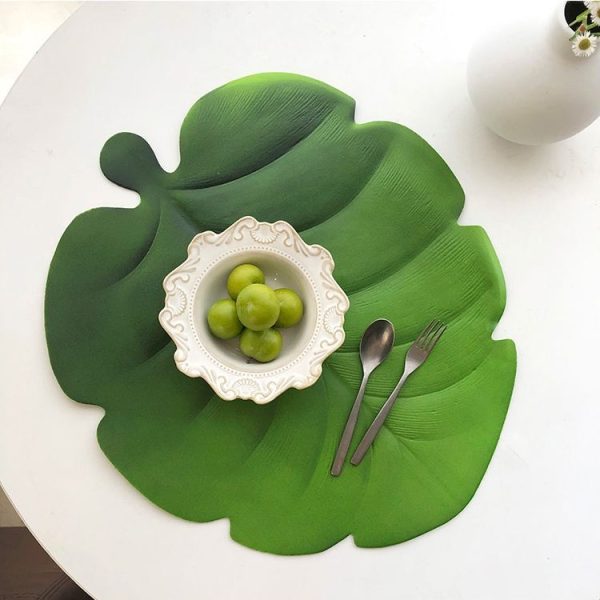 5 PCS EVA Turtle Back Leaf Hot Pressed Placemat Christmas Big Leaf Cup Placemat, Specification: Large Cracked Leaf - Image 6