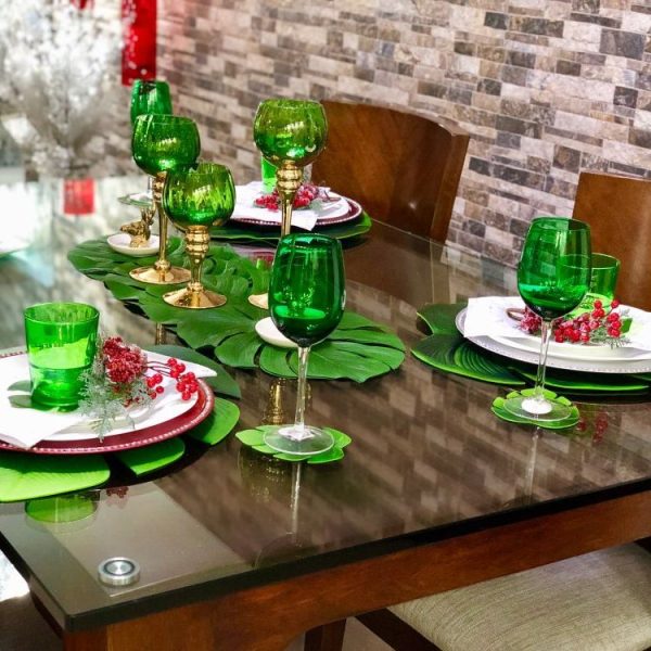 5 PCS EVA Turtle Back Leaf Hot Pressed Placemat Christmas Big Leaf Cup Placemat, Specification: Large Cracked Leaf - Image 7
