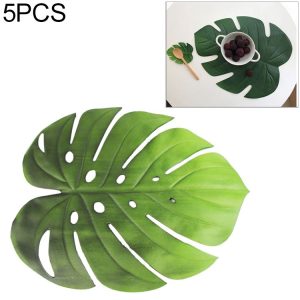 5 PCS EVA Turtle Back Leaf Hot Pressed Placemat Christmas Big Leaf Cup Placemat, Specification: Hole Leaf