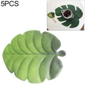 5 PCS EVA Turtle Back Leaf Hot Pressed Placemat Christmas Big Leaf Cup Placemat, Specification: Fan Leaf