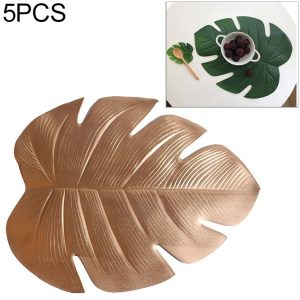 5 PCS EVA Turtle Back Leaf Hot Pressed Placemat Christmas Big Leaf Cup Placemat, Specification: Gold