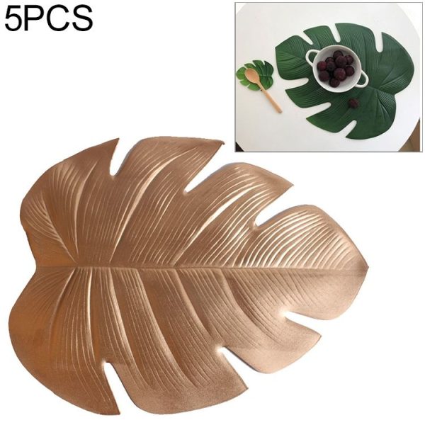5 PCS EVA Turtle Back Leaf Hot Pressed Placemat Christmas Big Leaf Cup Placemat, Specification: Gold