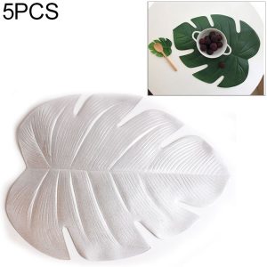 5 PCS EVA Turtle Back Leaf Hot Pressed Placemat Christmas Big Leaf Cup Placemat, Specification: Silver