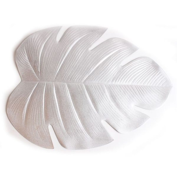 5 PCS EVA Turtle Back Leaf Hot Pressed Placemat Christmas Big Leaf Cup Placemat, Specification: Silver - Image 2