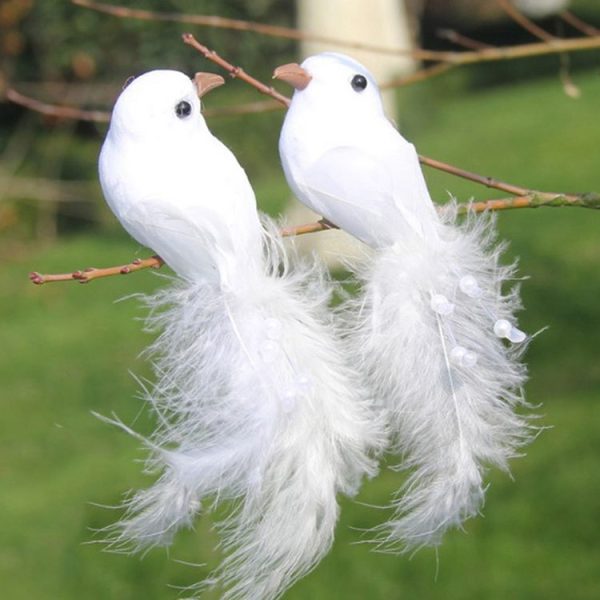 12 PCS Simulation Feather Pigeon Home Decoration