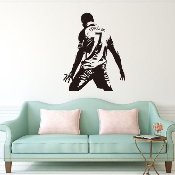 Football Player Action Silhouette Student Dormitory Bedroom Decoration Wall Sticker, Size: Small 45x58m