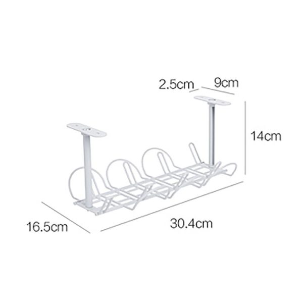 Cable Wire Rack Table Bottom Hanging Basket Shelf Organizing Plug-in Cable Board Storage Rack (White) - Image 3