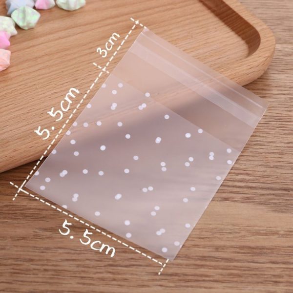 100pcs / Pack Plastic Transparent Cellophane Bags Polka Dot Candy Cookie Gift Bag with DIY Self Adhesive Pouch Celofan Bags for Party, Size: 7x7cm (Transparent) - Image 10