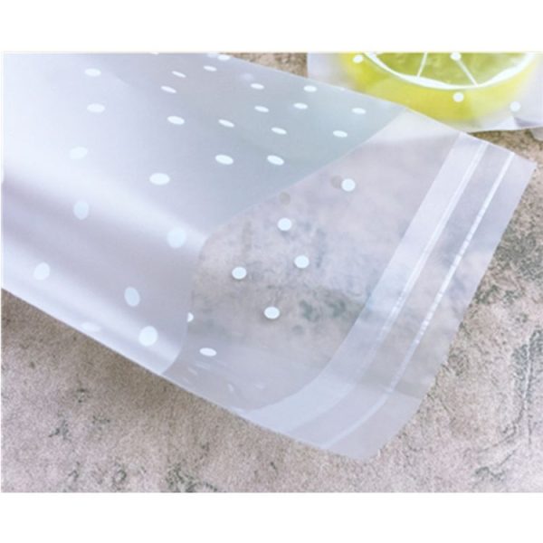 100pcs / Pack Plastic Transparent Cellophane Bags Polka Dot Candy Cookie Gift Bag with DIY Self Adhesive Pouch Celofan Bags for Party, Size: 7x7cm (Transparent) - Image 3