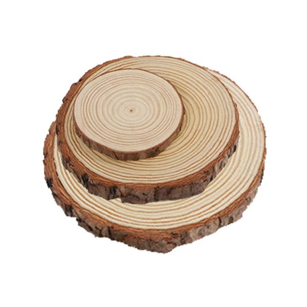 Aromatherapy Candle Round with Skin Pine Coaster Natural Wood Chips Small 8-10cm - Image 2
