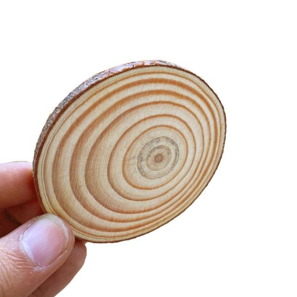 Aromatherapy Candle Round with Skin Pine Coaster Natural Wood Chips Small 8-10cm - Image 3