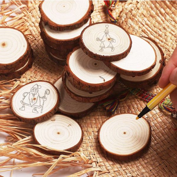 Aromatherapy Candle Round with Skin Pine Coaster Natural Wood Chips Small 8-10cm - Image 5