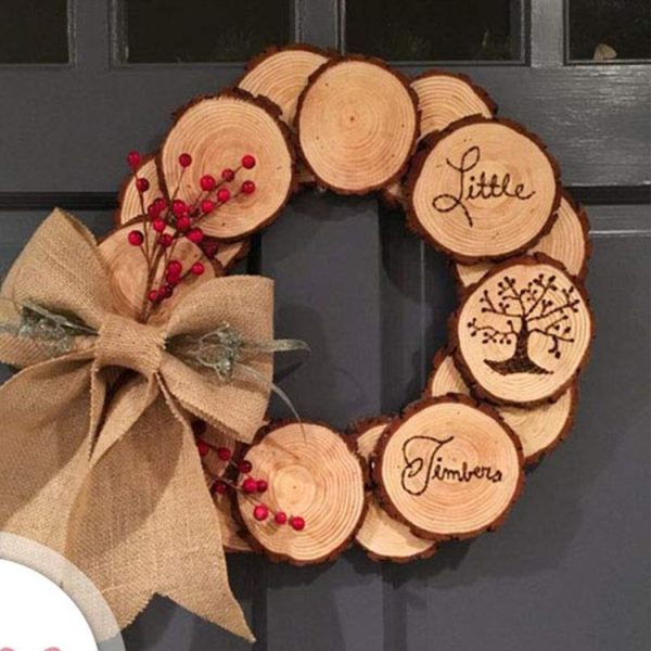 Aromatherapy Candle Round with Skin Pine Coaster Natural Wood Chips Small 8-10cm - Image 7