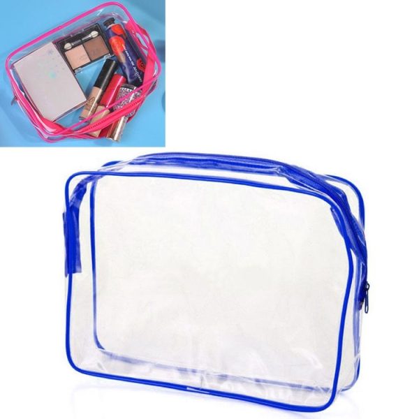 Portable Travel Zip Look PVC Bags Waterproof Transparent Makeup Storage Bag, SIZE: S (Blue)