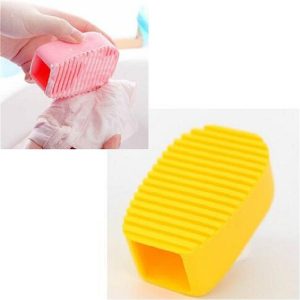 Hand Held Thick Silicone Mini Laundry Brush (Yellow)