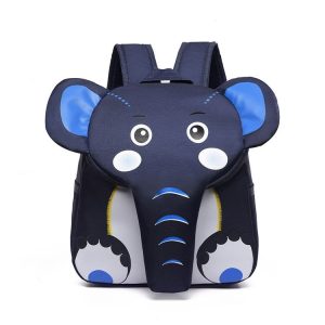 Elephant School Backpack for Children Cute 3D Animal Kids School Bags Boys Girls Schoolbag (Navy blue)