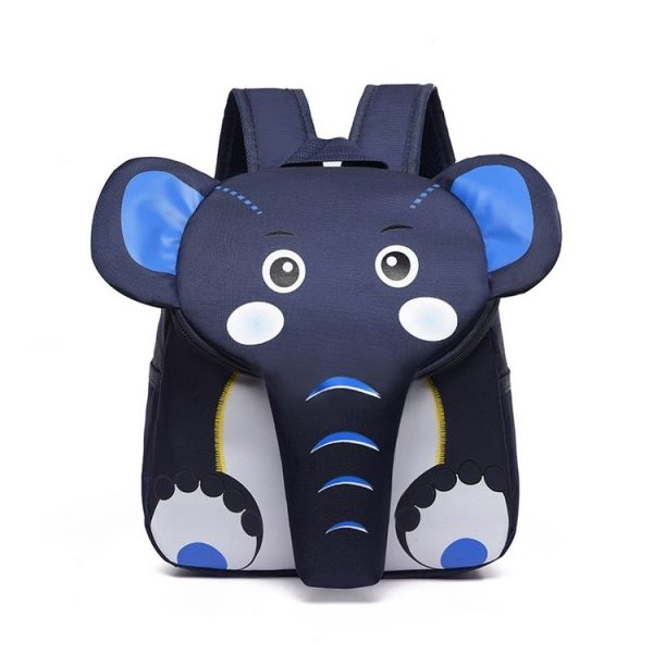 Elephant School Backpack for Children Cute 3D Animal Kids School Bags Boys Girls Schoolbag (Navy blue)