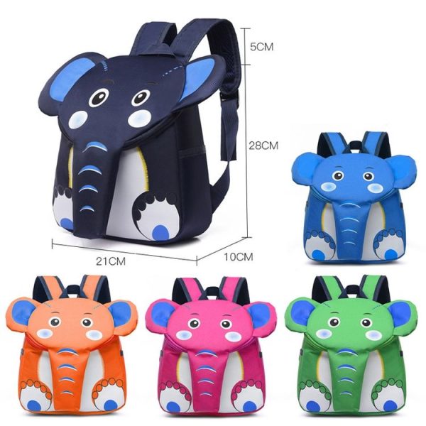 Elephant School Backpack for Children Cute 3D Animal Kids School Bags Boys Girls Schoolbag (Navy blue) - Image 2