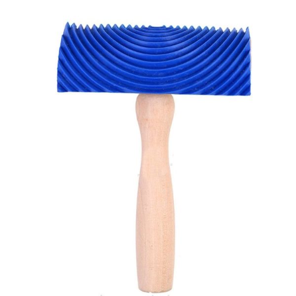 ZZ0150 Wood Handle Wood Grain Brush Wall with Imitation Wood Embossed Wall Art Brush - Image 2