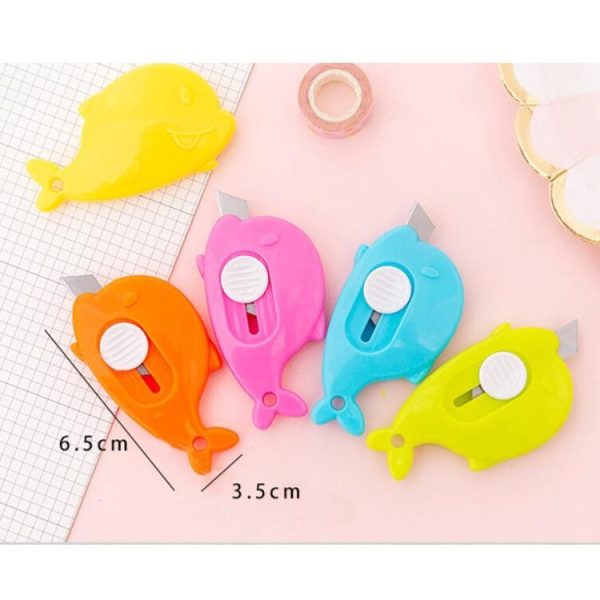 4 PCS Mini Whale Portable Utility Knife Cute Paper Cutter Office School Supplies, Random Color Delivery - Image 5
