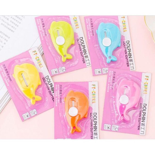 4 PCS Mini Whale Portable Utility Knife Cute Paper Cutter Office School Supplies, Random Color Delivery - Image 6